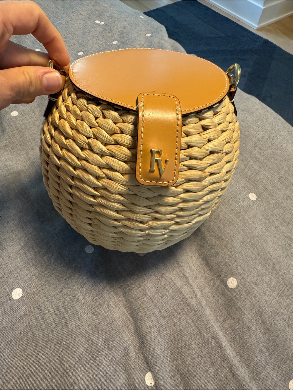 Frances Valentine Honey Pot Bag in Natural and Tan